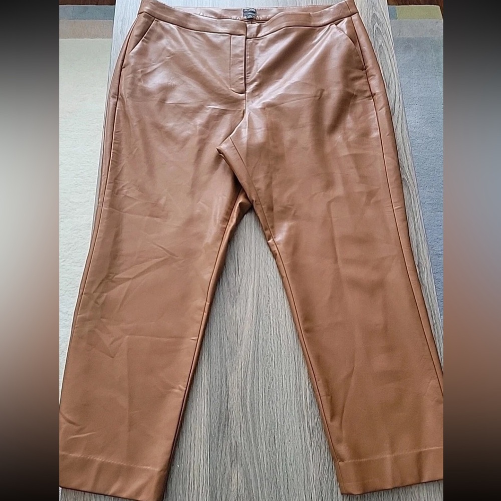 J. Crew Women's Kate Straight Leg Faux Leather Pants in brown
